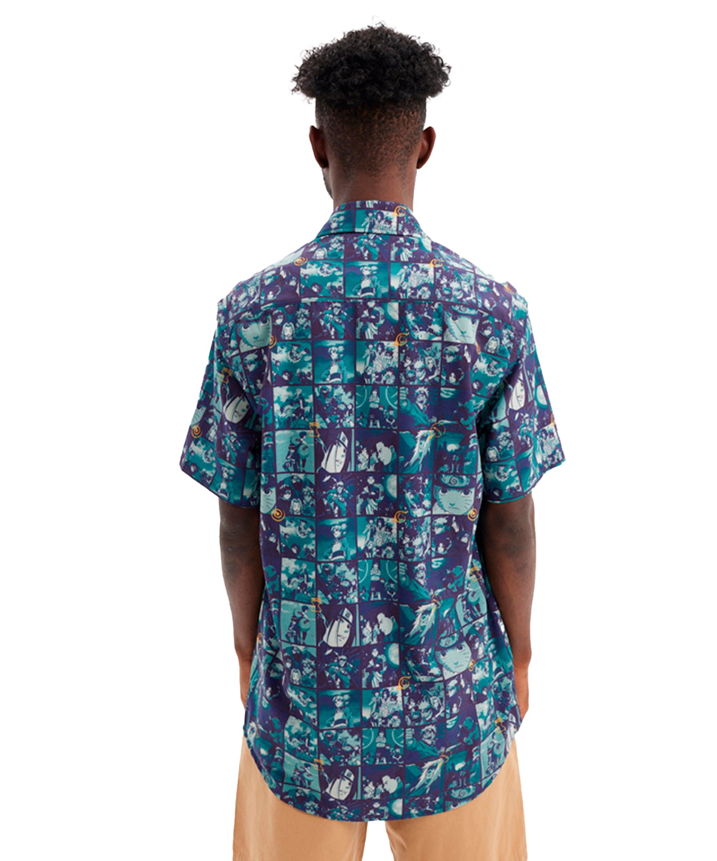 camisa-hydroponic-naruto-frame-estampado-completo-color-azul-manga-corta-comodidad y concienciación ecológica.