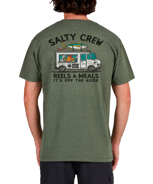 camiseta-de-hombre-salty-crew-reels-and-meels-color-verde-manga-corta-algodón-100%-serigrafias-slty-crew