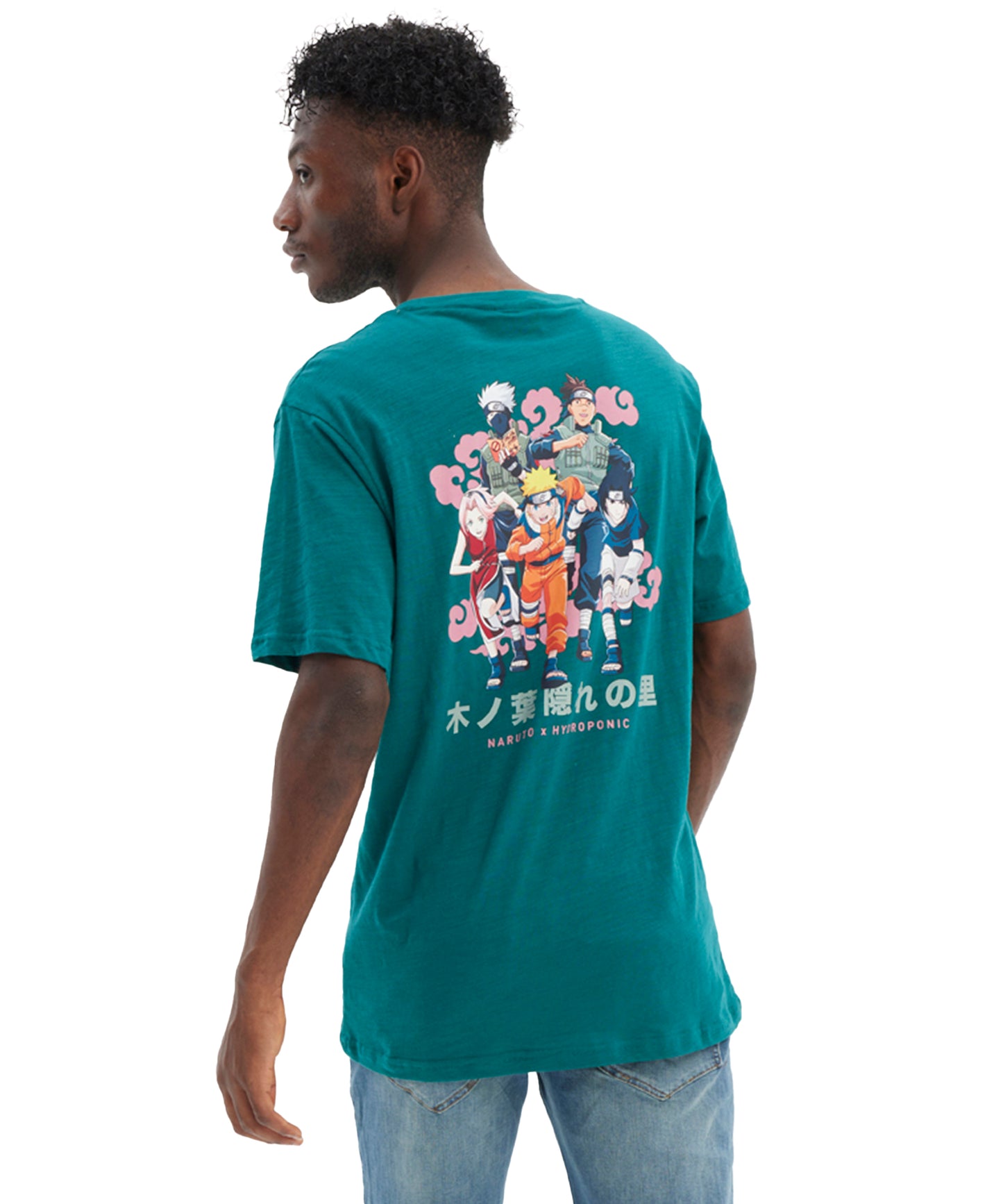 camiseta-hydroponic-naruto-group-color-verde-manga-corta-Serigrafiado en el pecho y la espalda-colaboración-oficial-Hydroponic-Naruto