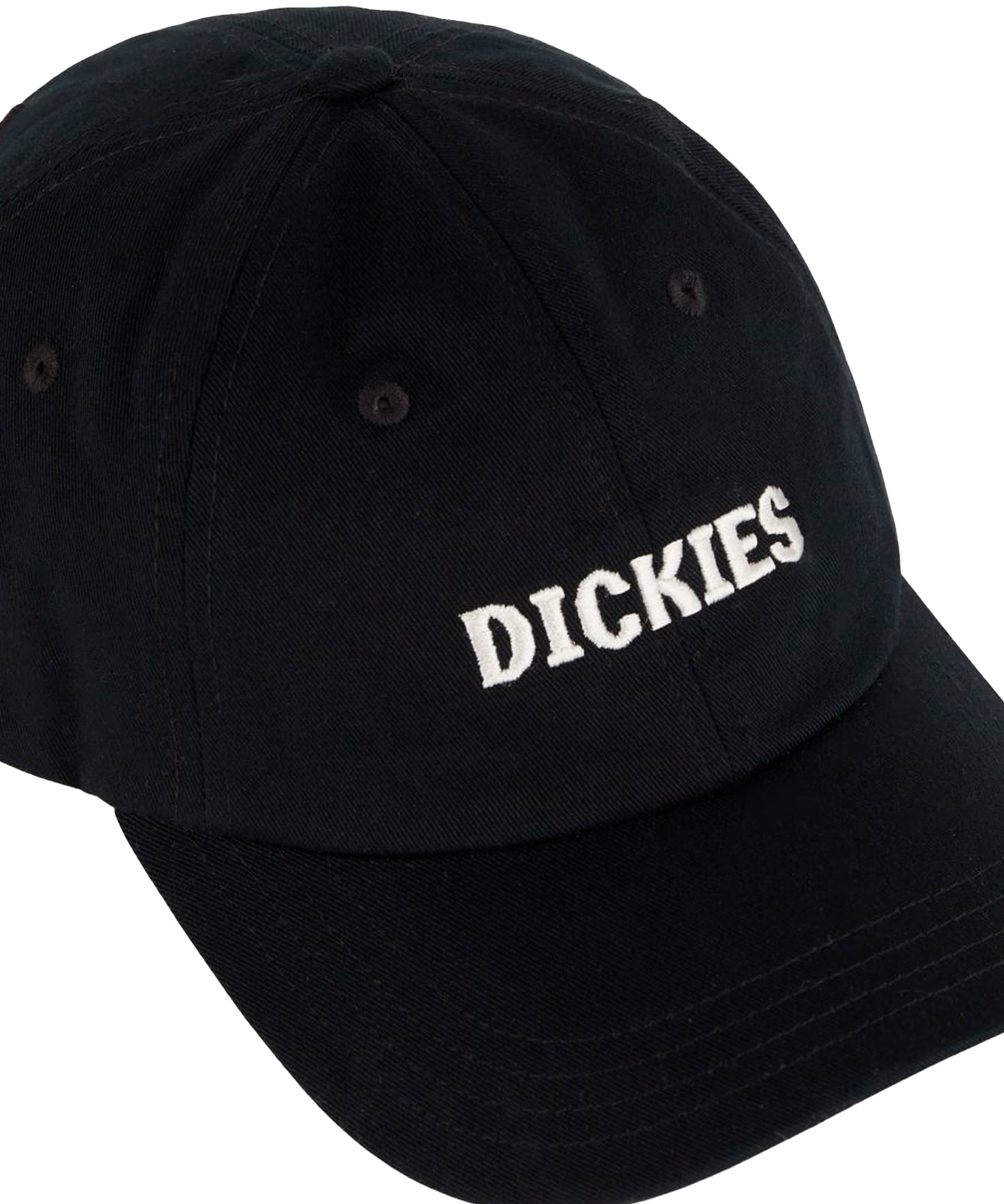dickies-gorra-hays-color-negro-sarga-algodón-logo-dickies-Cierre-a-presión-ajustable-estructura-de-6-paneles