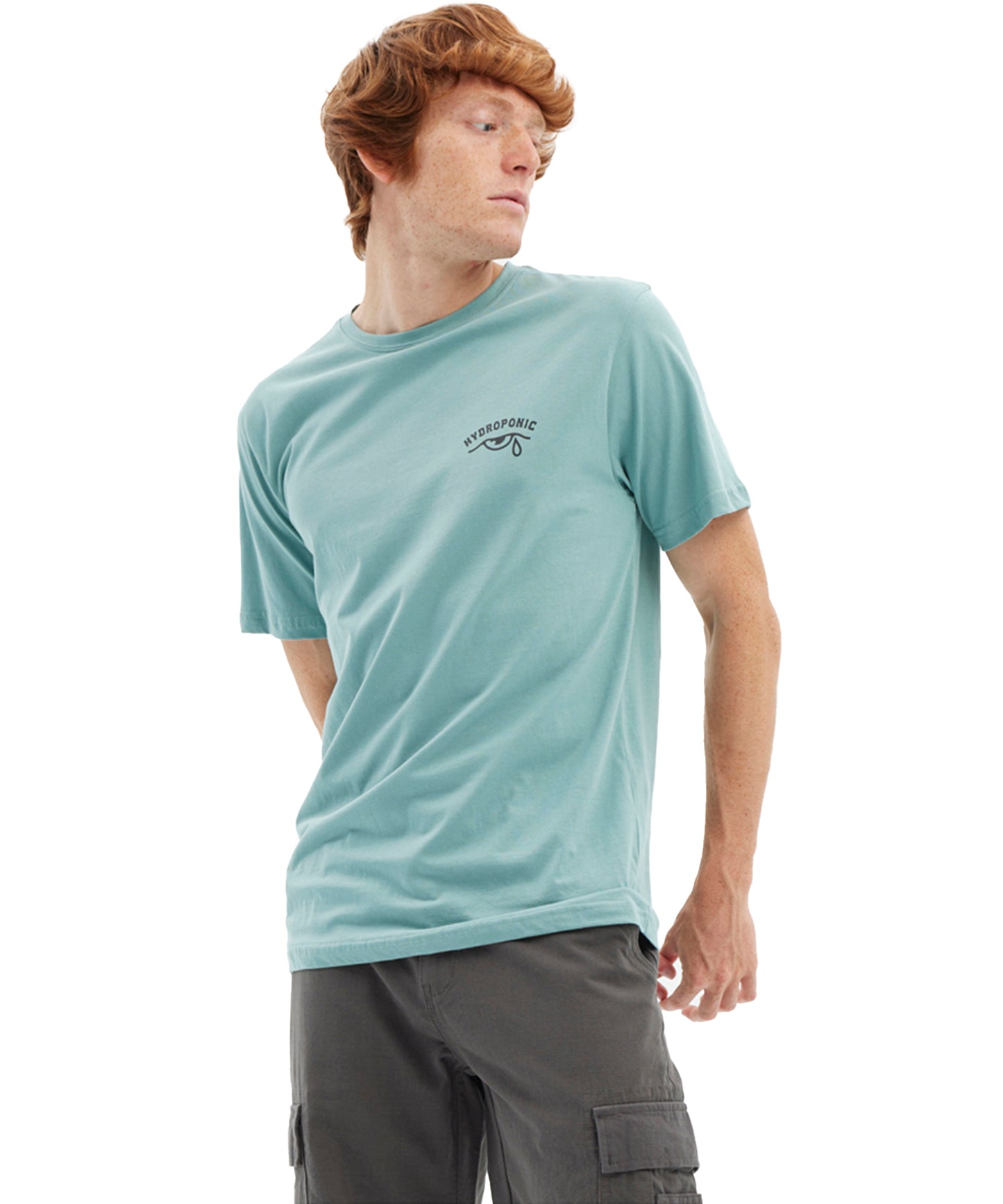 camiseta-manga-corta-hydroponic-color-azul-serigrafía-en-pecho-y-espalda.algodón-100%.