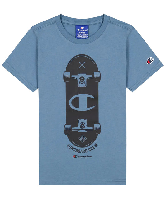 champion camiseta skateboard graphic de color azul y manga corta algodón de calidad 100 por cien -para niños/as.