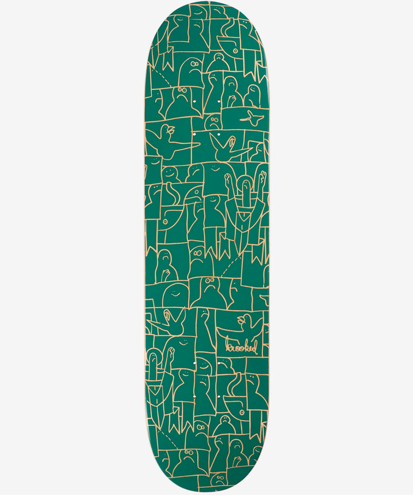 Krooked-tabla-skate-Flock-color-verde-7-laminas-de-arce-profesional-8.38"-lija-incluida
