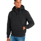 chaqueta de hombre con capucha, color negro, bolsillos laterales, ligeramente forrada