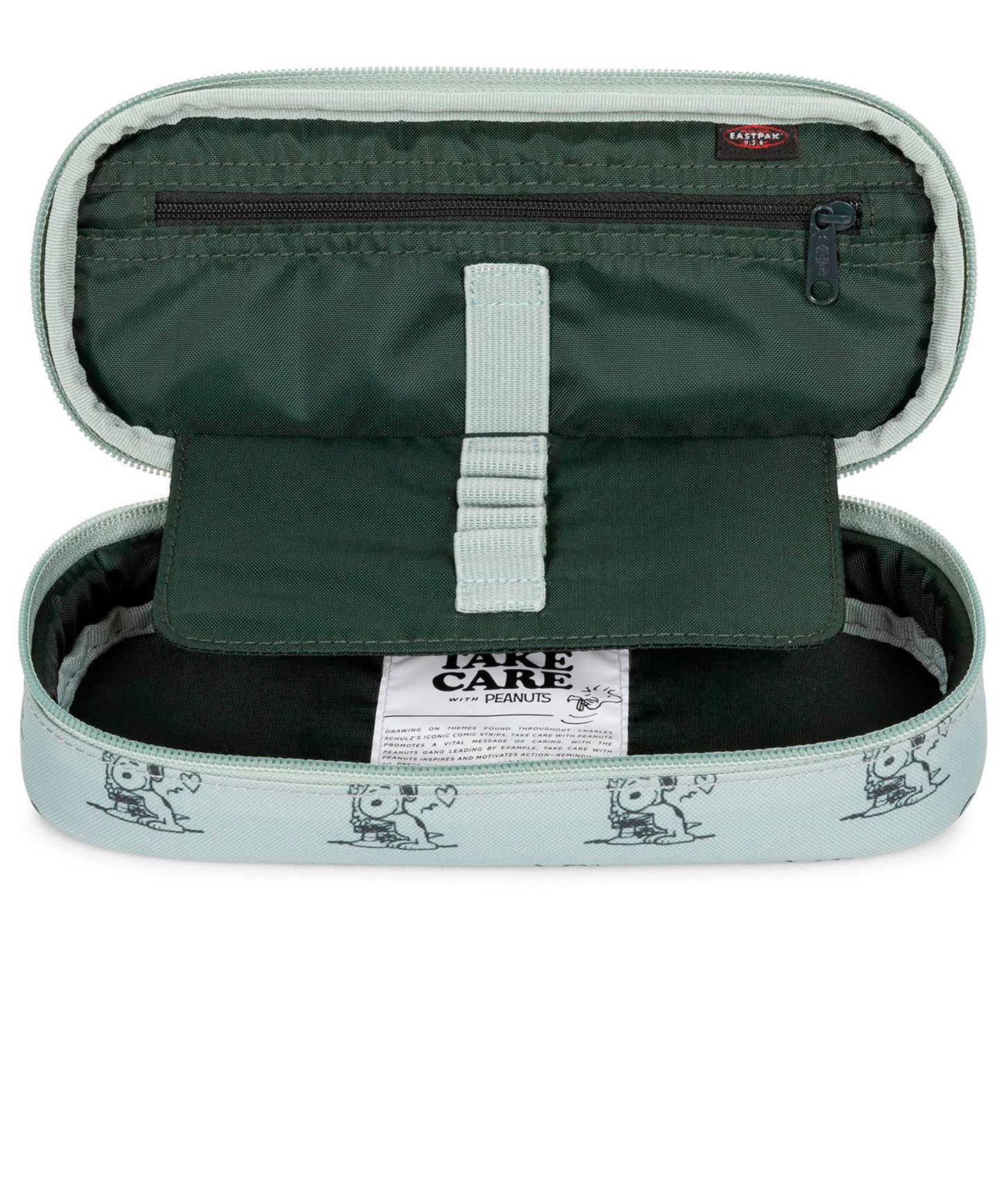 eastpak-estuche-oval-single-colaboración-eastpak-x-peanuts-color-peanuts-mint-para-organizar-tus-cosas-de-oficina