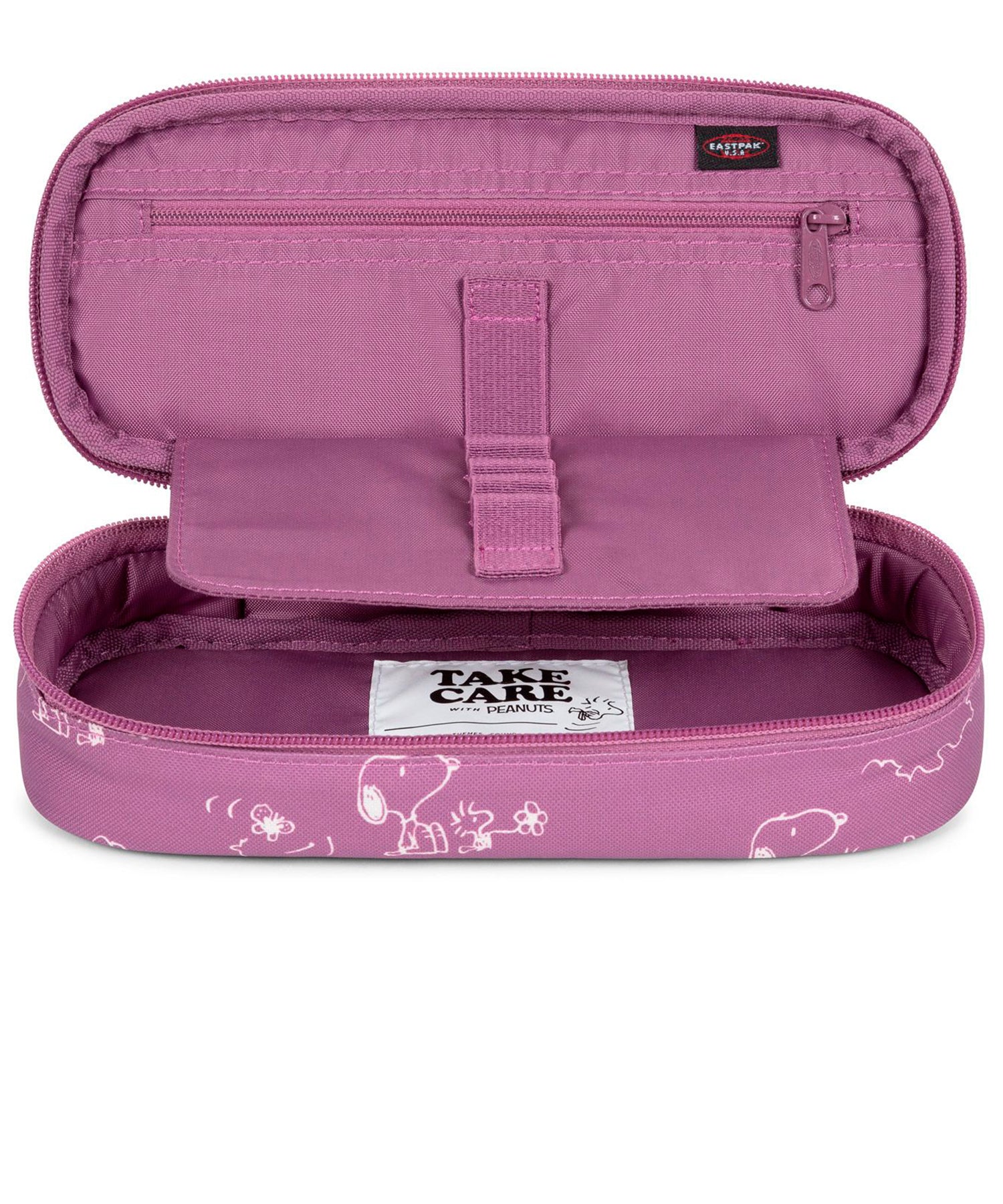 eastpak-estuche-oval-single-colaboración-eastpak-x-peanuts-color-peanuts-pink-para-organizar-tus-cosas-de-oficina