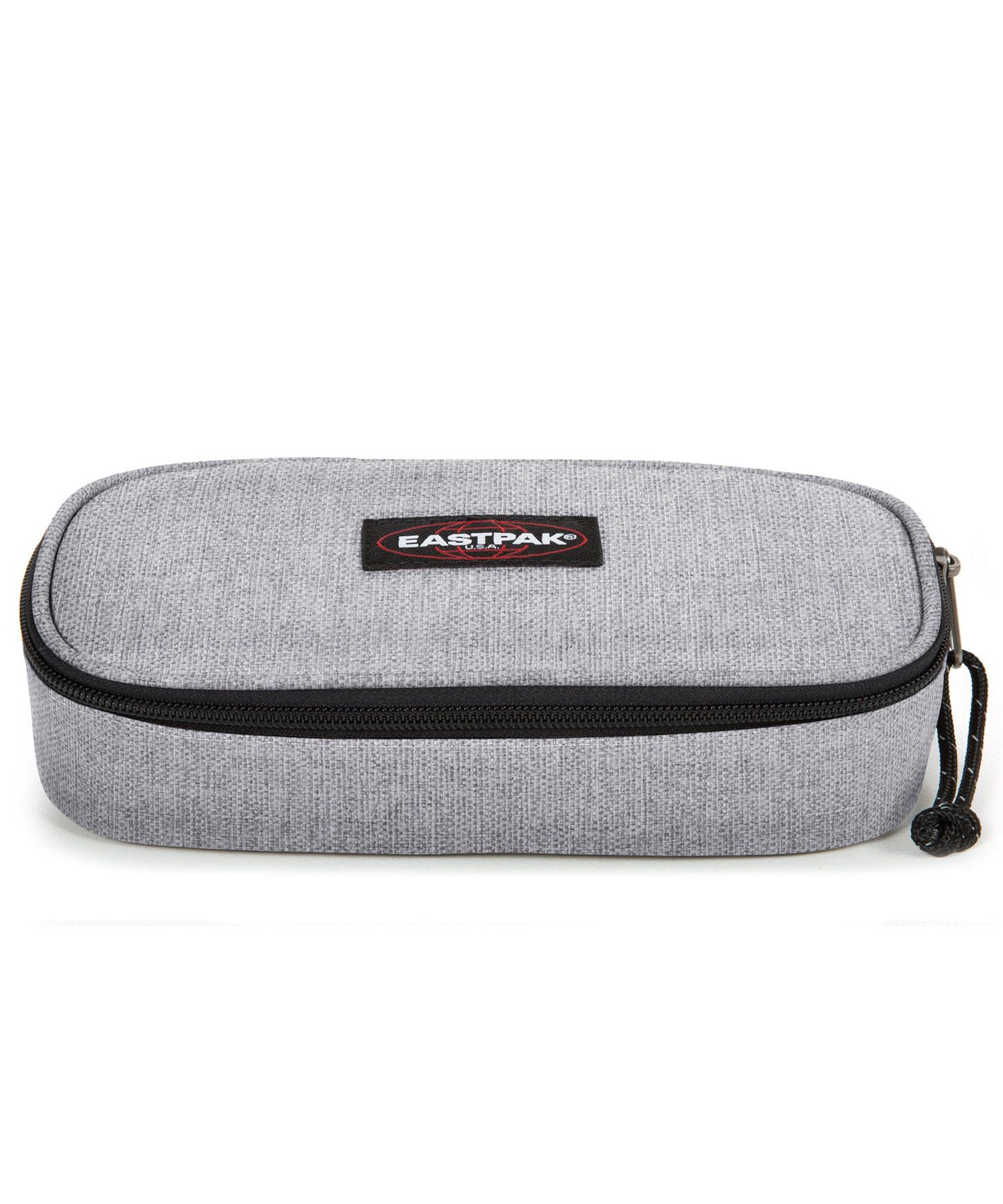 estuche estpak oval single ,de color gris claro, valido para lápices reglas todo lo necesario para un día de clase.