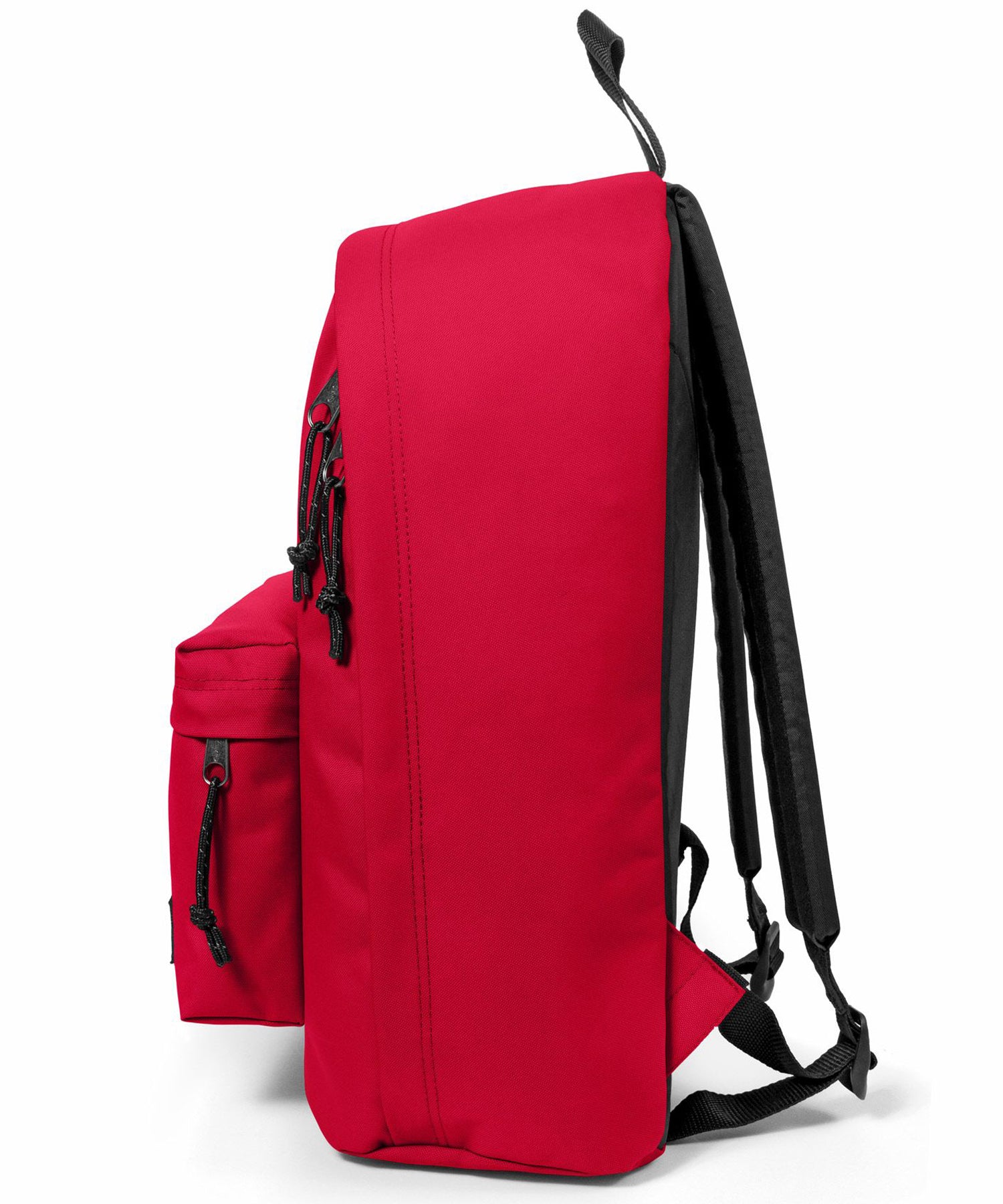 eastpak-mochila-out of office-color-rojo-pirata-denim-27 litros capacidad-alojamiento para portátil-bolsillo exterior con cremallera.