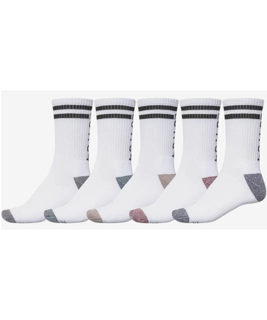 globe-calcetines-carter-crew-5-pares-de-color-blanco-75% de algodón, 22% de nylon, 3% de elastano y algodón peinado.