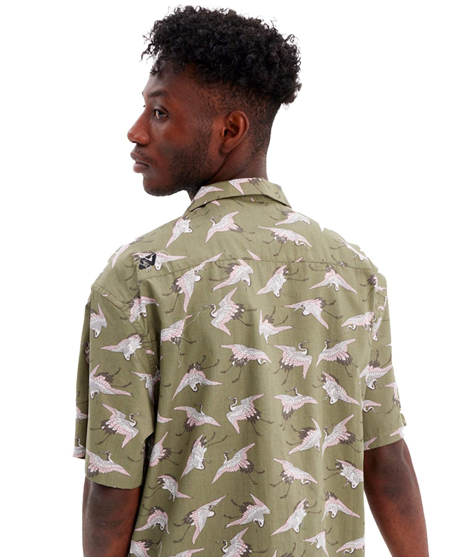 camisa-hombre-hydroponic-heron-green-100%-algodón-manga-corta-estampado-integral-color-verde