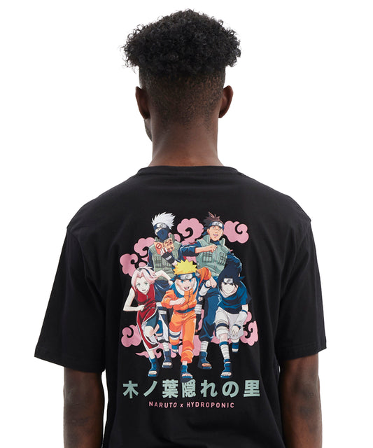 camiseta-hydroponic-naruto-group-color-negro-manga-corta-Serigrafiado en el pecho y la espalda-colaboración-oficial-Hydroponic-Naruto
