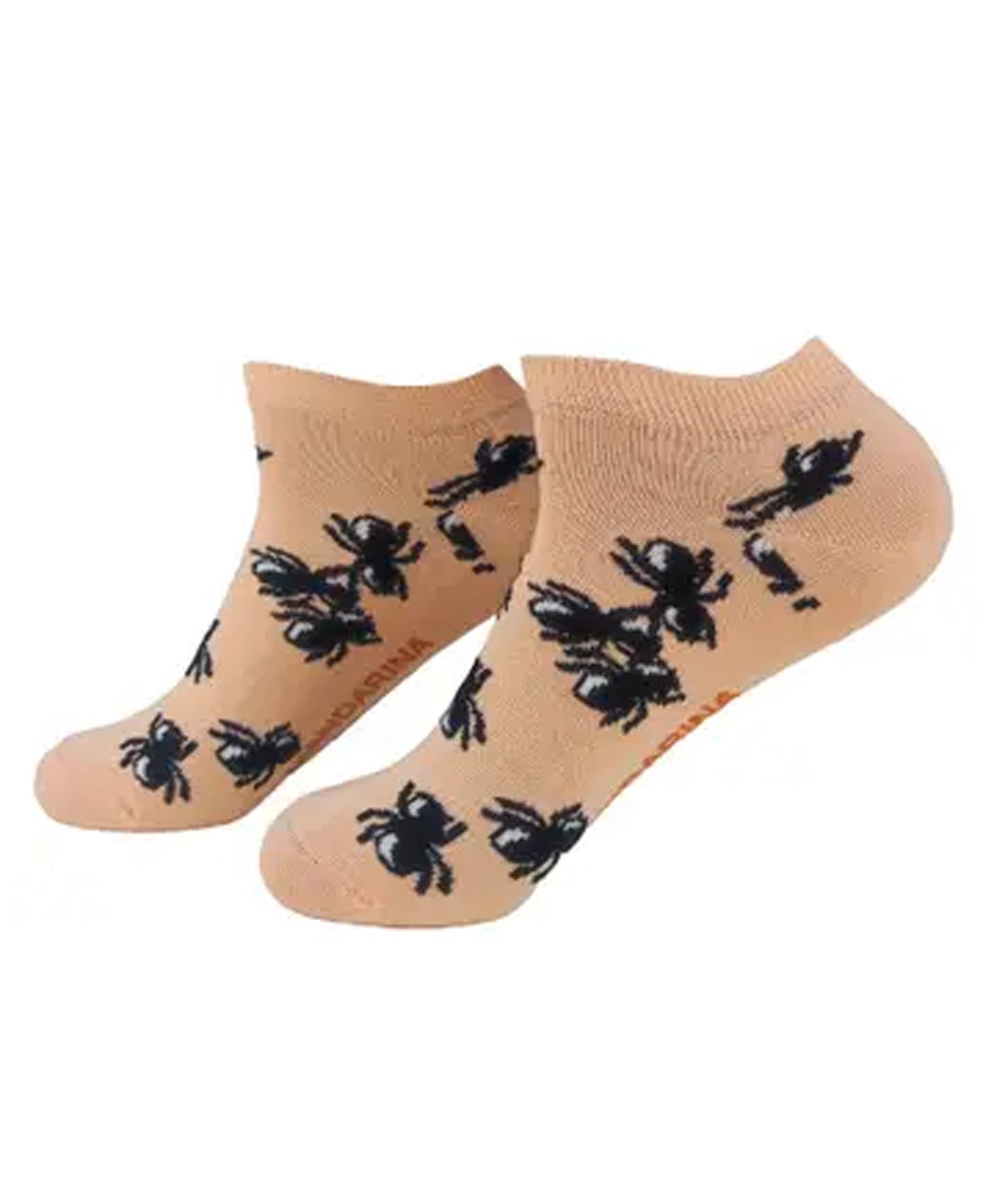 mandarina-socks-calcetines-cortos-ants-algodón-90%-color marrón-divertido-estampado-diseño-y-fabricación-española.