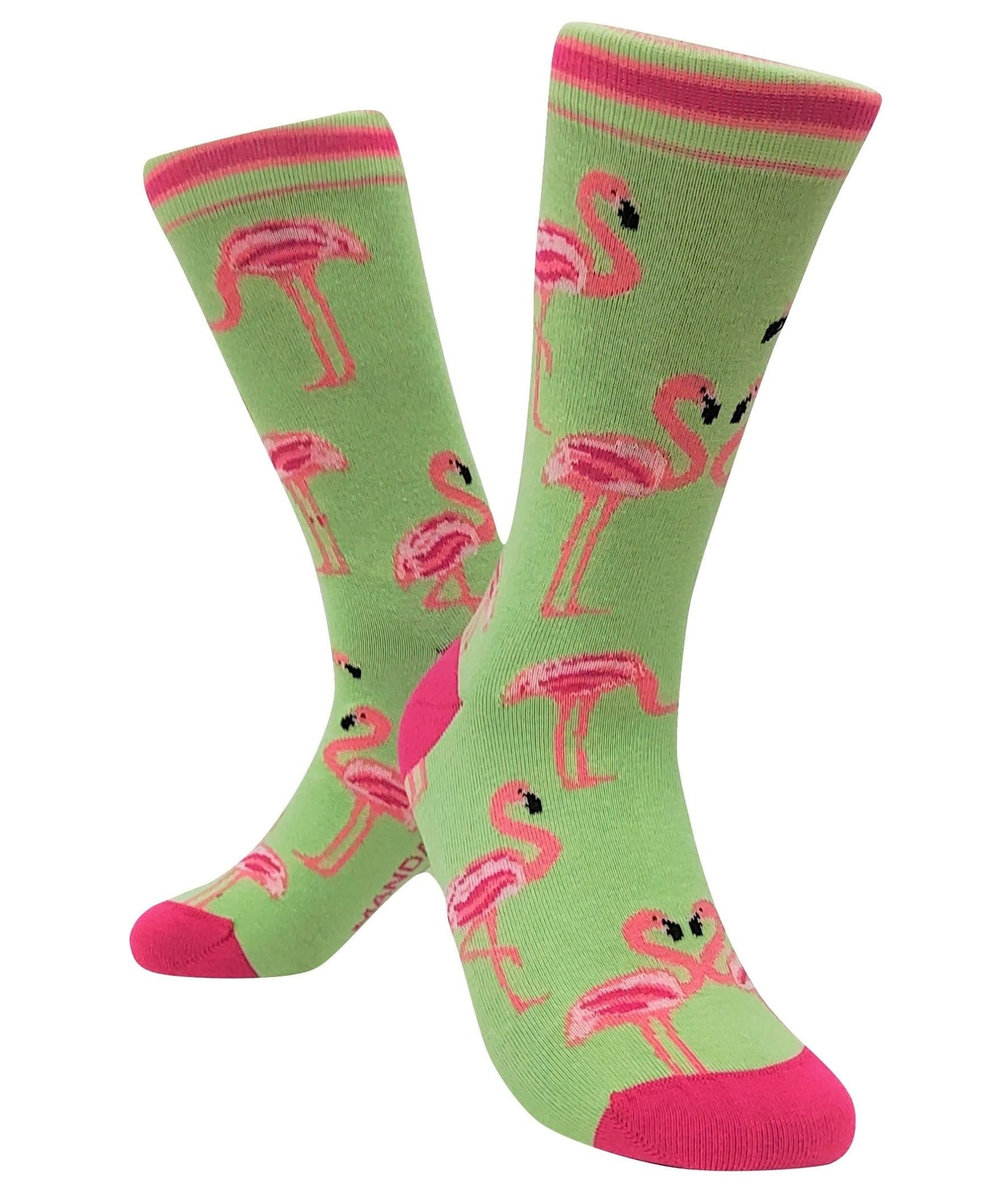 mandarina-socks-calcetines-flamingo-color-verde-estampado-total-algodón-90%-comodísimos