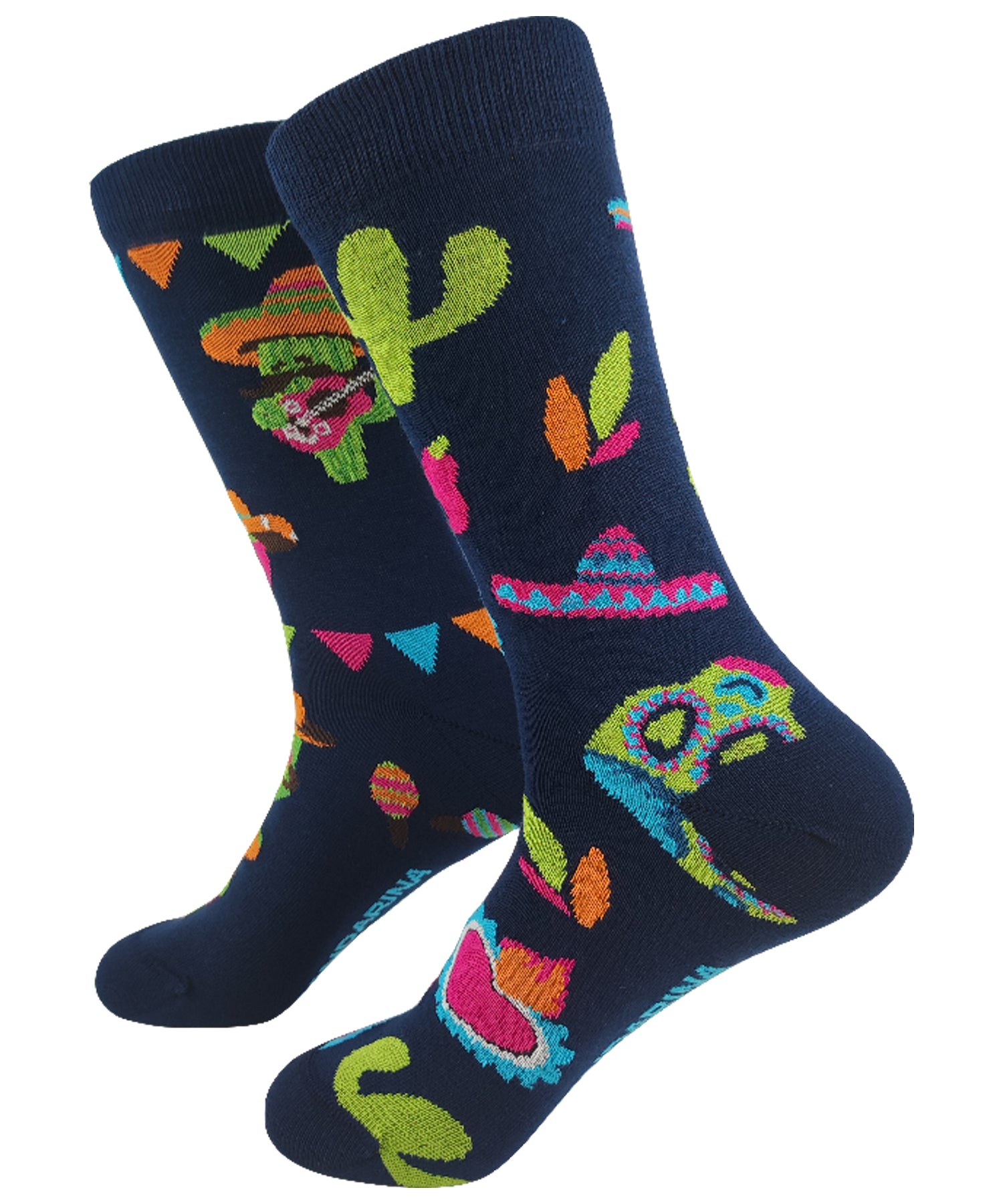 mandarina-socks-calcetines-mexican-color-azul-estampado-colorido-alta-calidad-90%-algodón