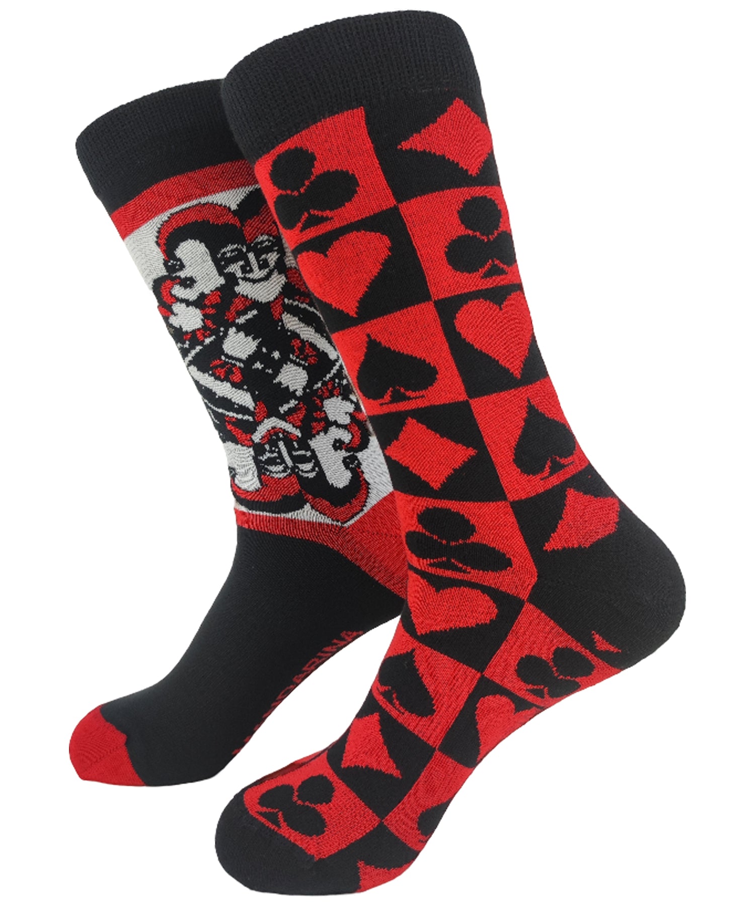 mandarina-socks-calcetines-color-rojocon-estampado-de-poker-calidad-y-comodidad-hechos-en-España