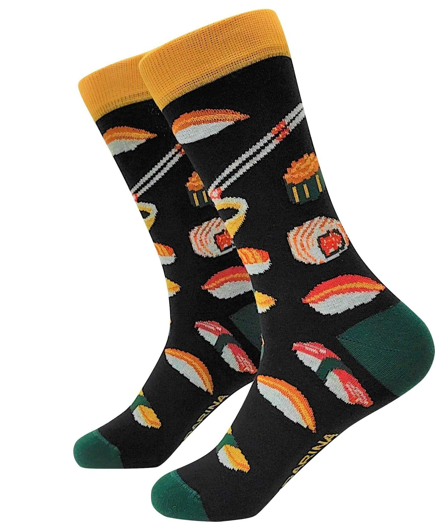 mandarina-socks-calcetines-sushi-color-negro-suave-algodón-estampado-colorido-comodidad-asegurada
