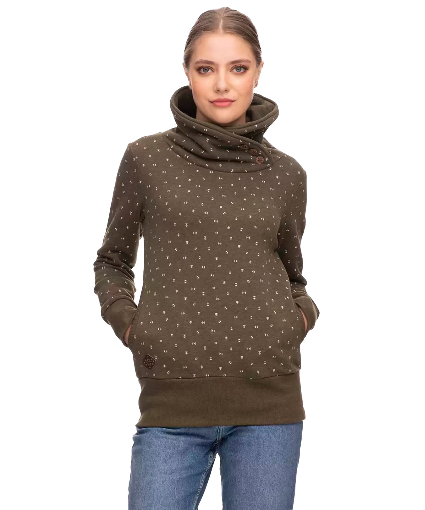 comoda-sudadera-de-mujer-ragwear-angell-color-oliva-cuello-alto-estampado.
