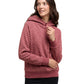 sudadera de mujer, con capucha, material suave, estampado discreto y bolsillos laterales.