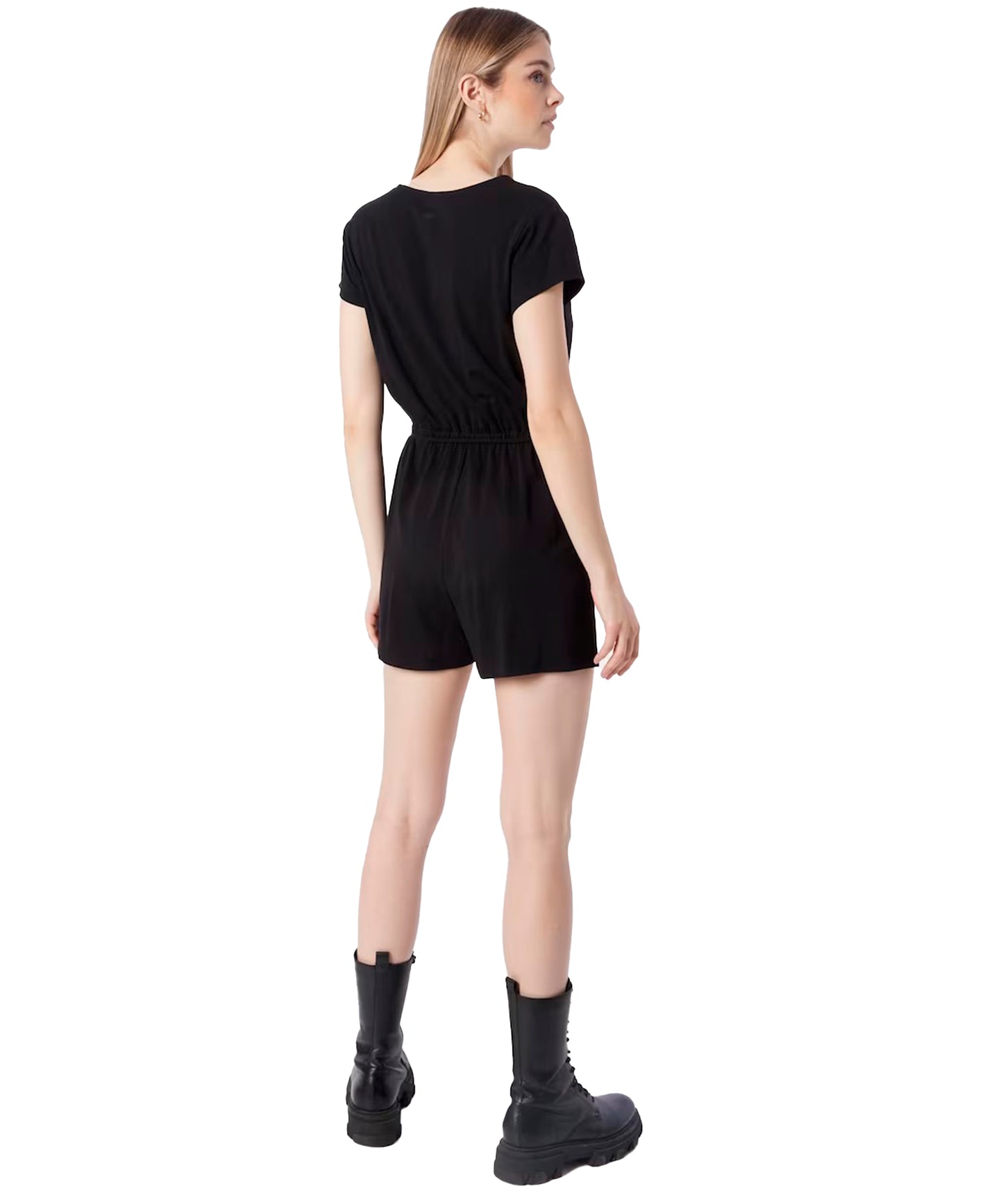 ragwear-vestido-corto-cruzado-sharna-vegano-color-negro-algodón-viscosa y elastano.