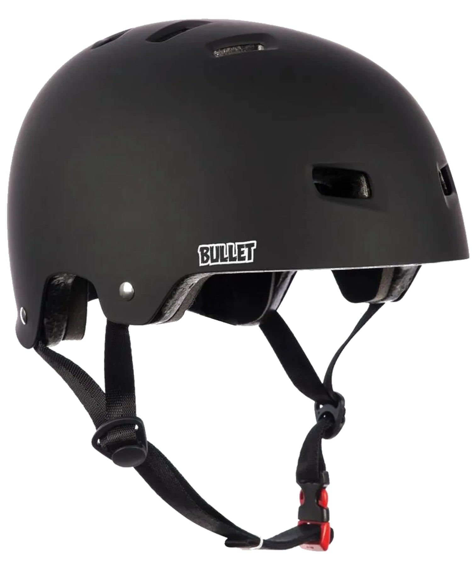 bullet-casco-skate-de-luxe-color-negro-mate-carcasa dura abs-12-orificios de ventilación-acolchado-interior