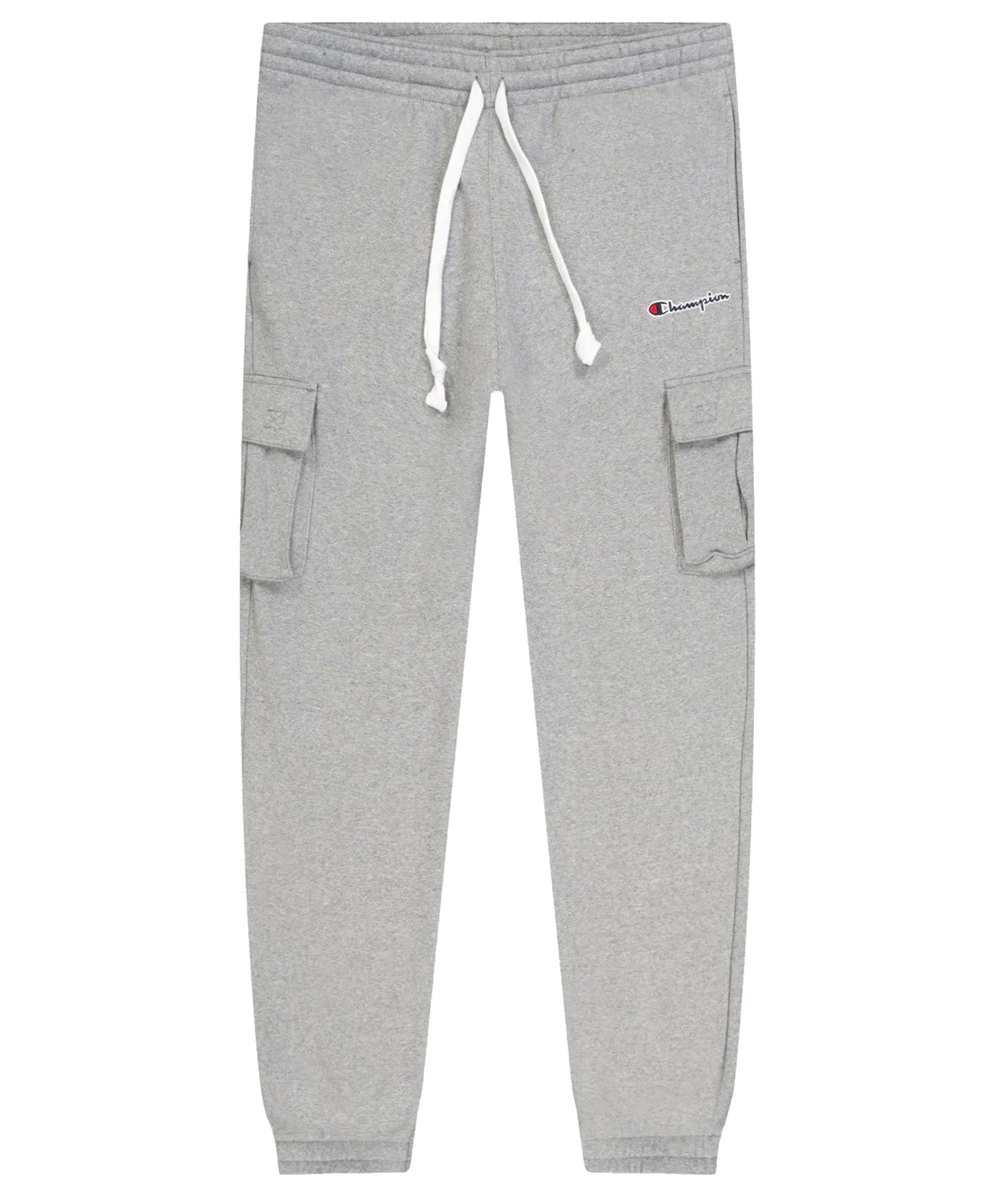 Pantalón de chamdal Champion con bolsillos laterales y puños elsticos-color gris -logo Champion en el lateral.