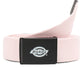 dickies cinturón loneta de color rosa y hebilla metalica con logo de dickies