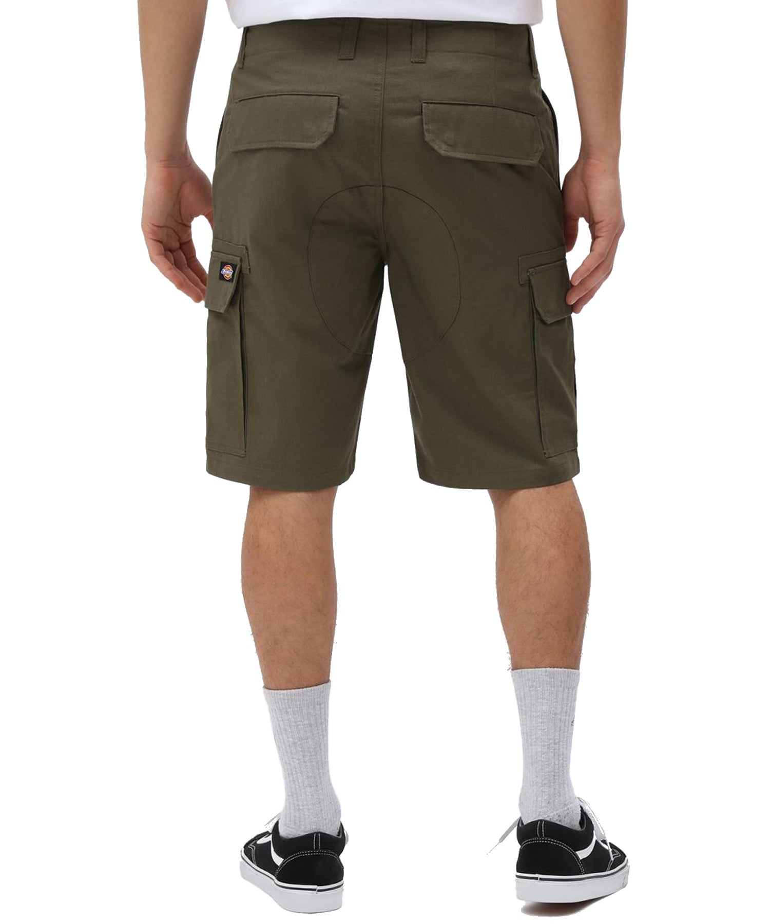 dickies-millerville-pantalón corto tipo cargo-color kakhi con bolsillos laterales-algodón 100 por 100.