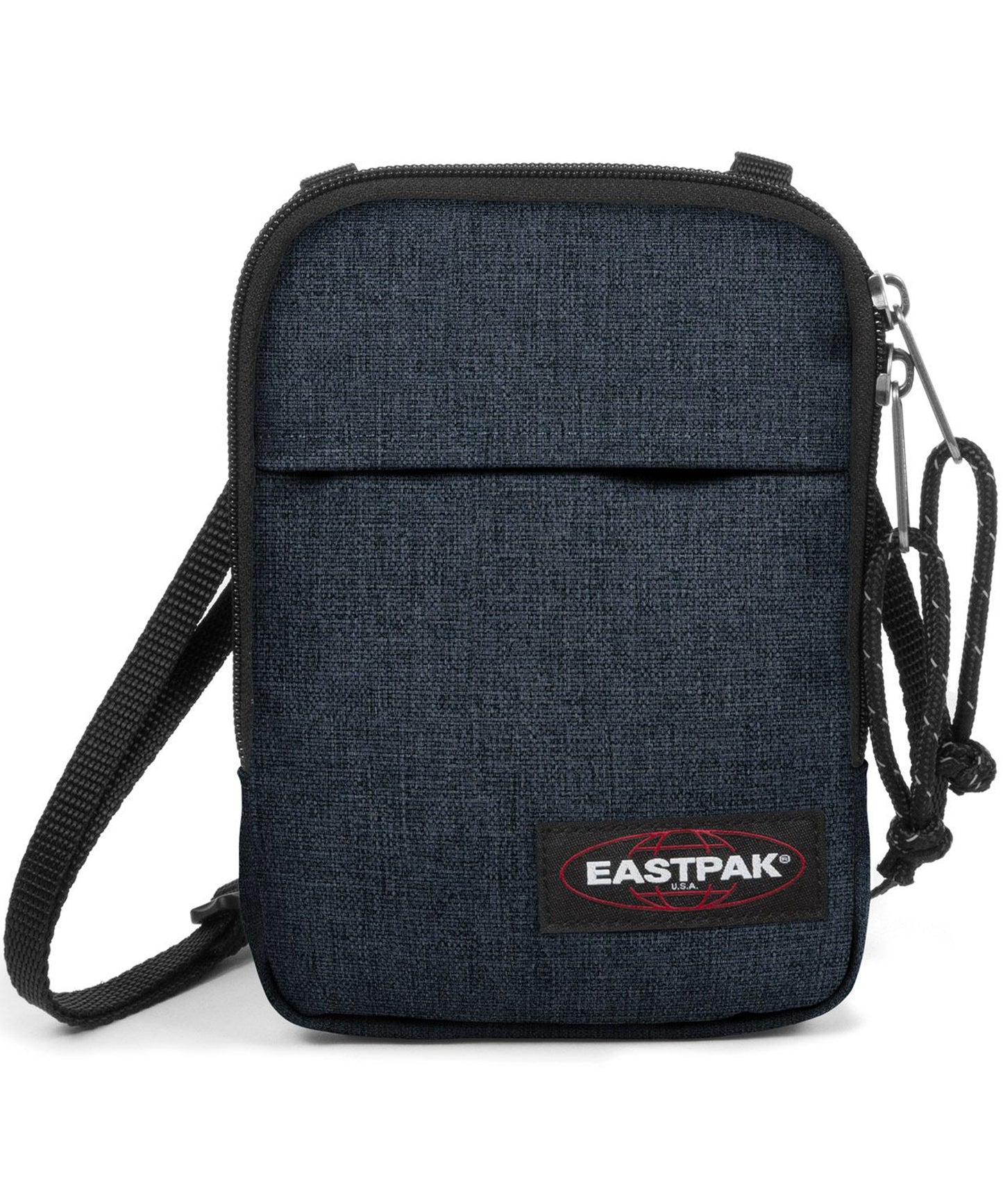 eastpak bolso buddy unisex tipo bandolera de color azul tejano oscuro-cierre con cremallera-y logo en la parte delantera