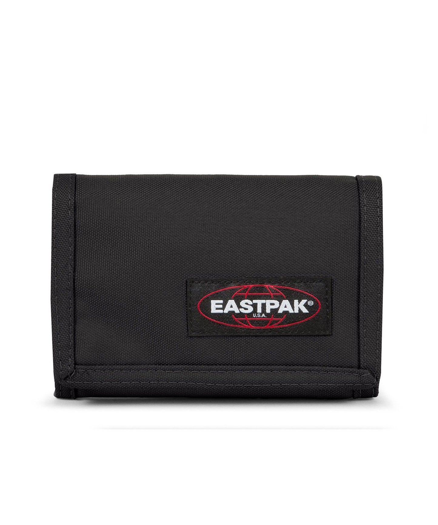 eastpak cartera de loneta color negro con logo eastpak en la parte frontal.