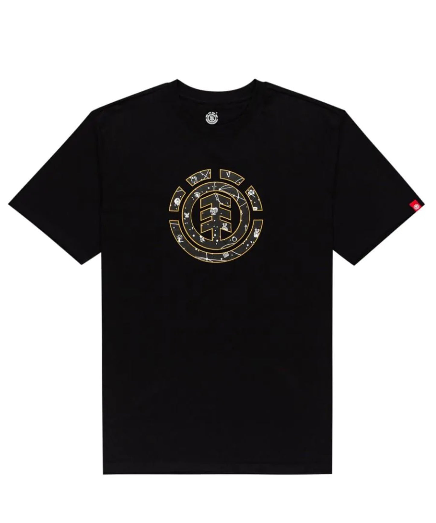 element youth-camiseta para chicos cookie galaxi-color negro-algodón 160grs-logo en el pecho.