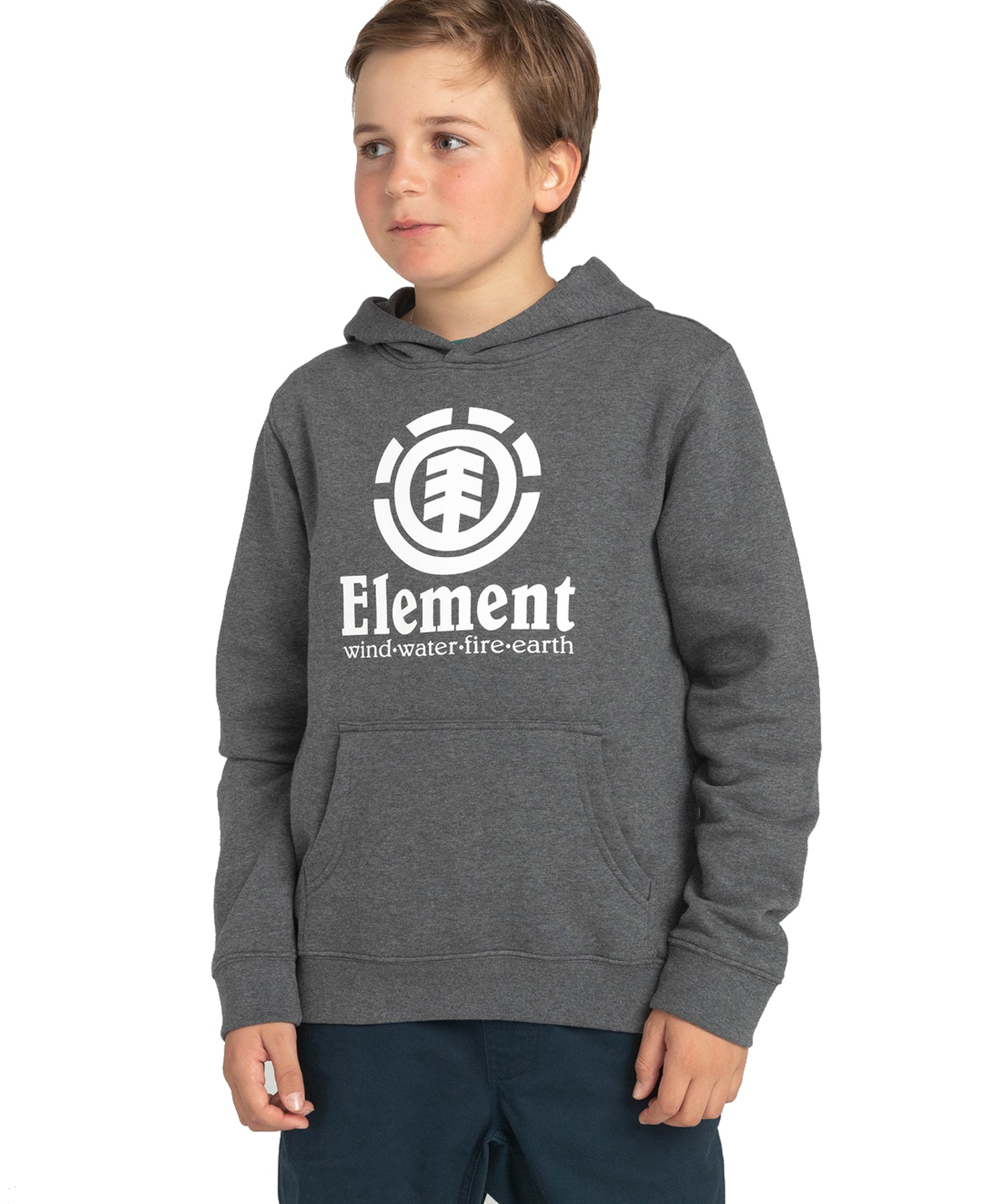 element-vertical-hood-kids-grey-sudadera-niños-algodón-terry frances-logo grande en el pecho.