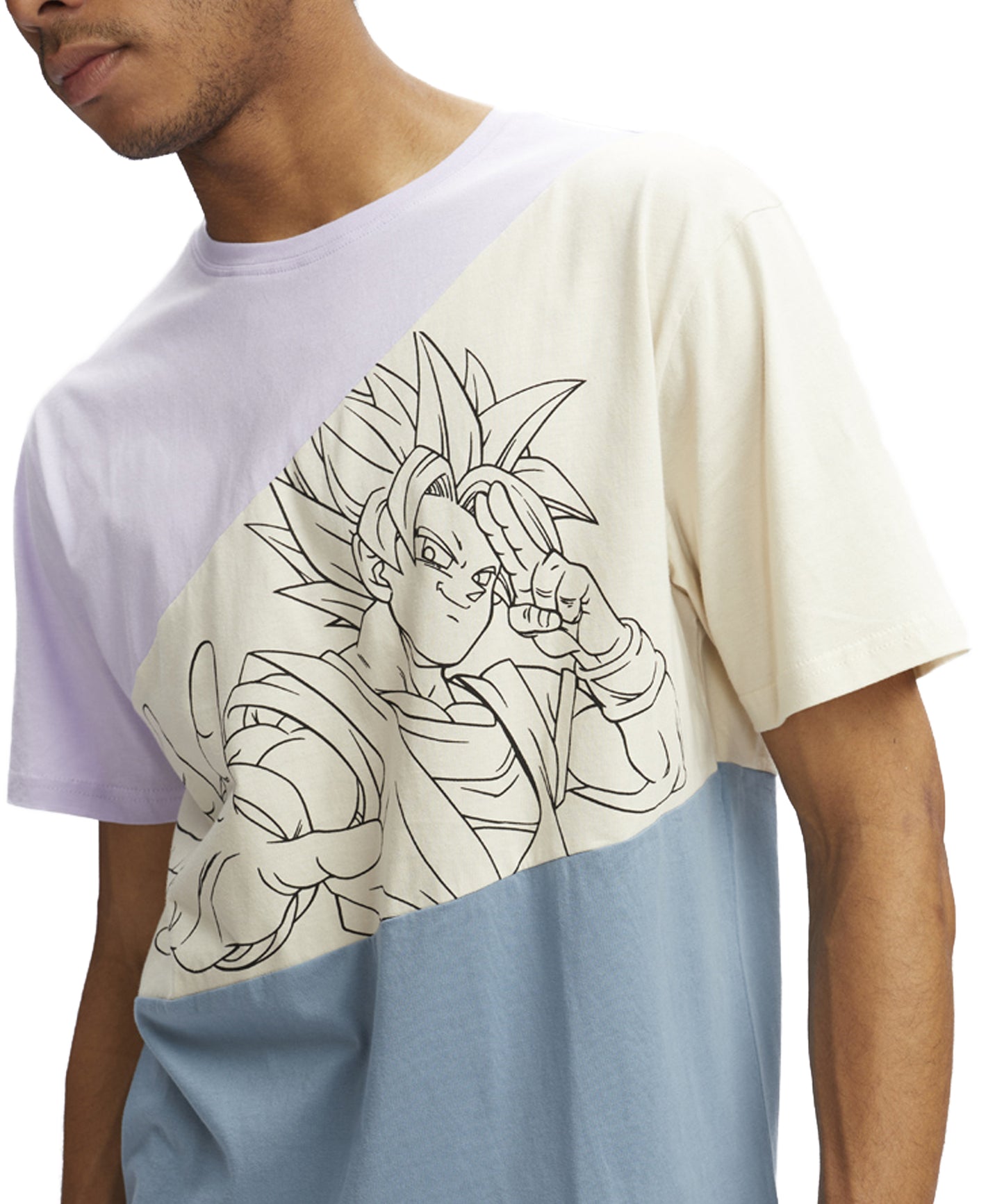 hydroponic-camiseta-dragon-ball-z-line-color-mauve-sand-denim-algodón-100%-manga-corta-serigrafía-dragon-ball-en-el-pecho