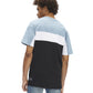 hydroponic-camiseta-tropic-denim-white-black-tres-colores-a-bloques-manga-corta-y-serigrafía-en-el-pecho.