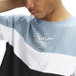 hydroponic-camiseta-tropic-denim-white-black-tres-colores-a-bloques-manga-corta-y-serigrafía-en-el-pecho.