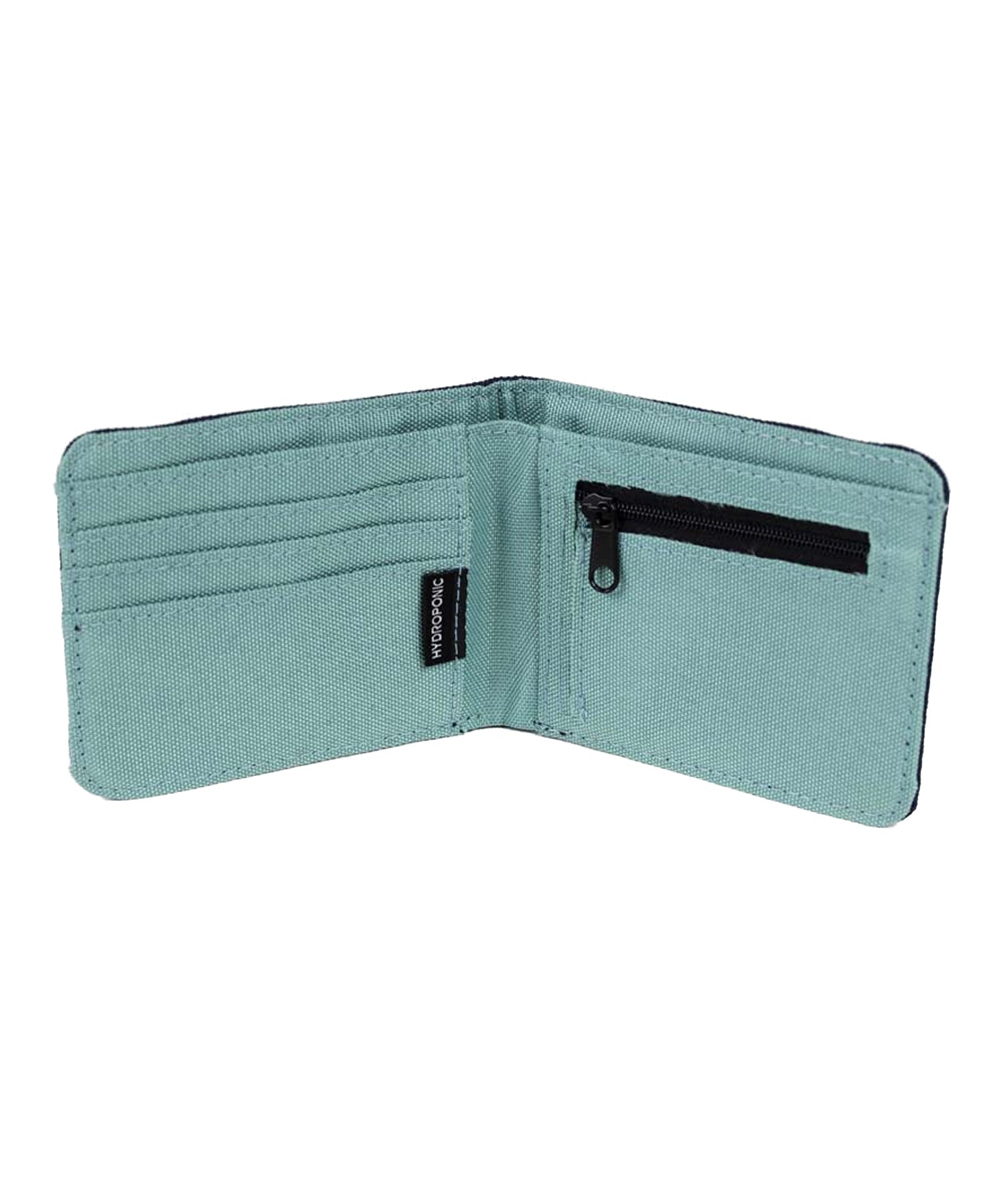 cartera de loneta-hydroponic-bluemont-color azul mineral y con cinta anti apertura y logo hydroponic .