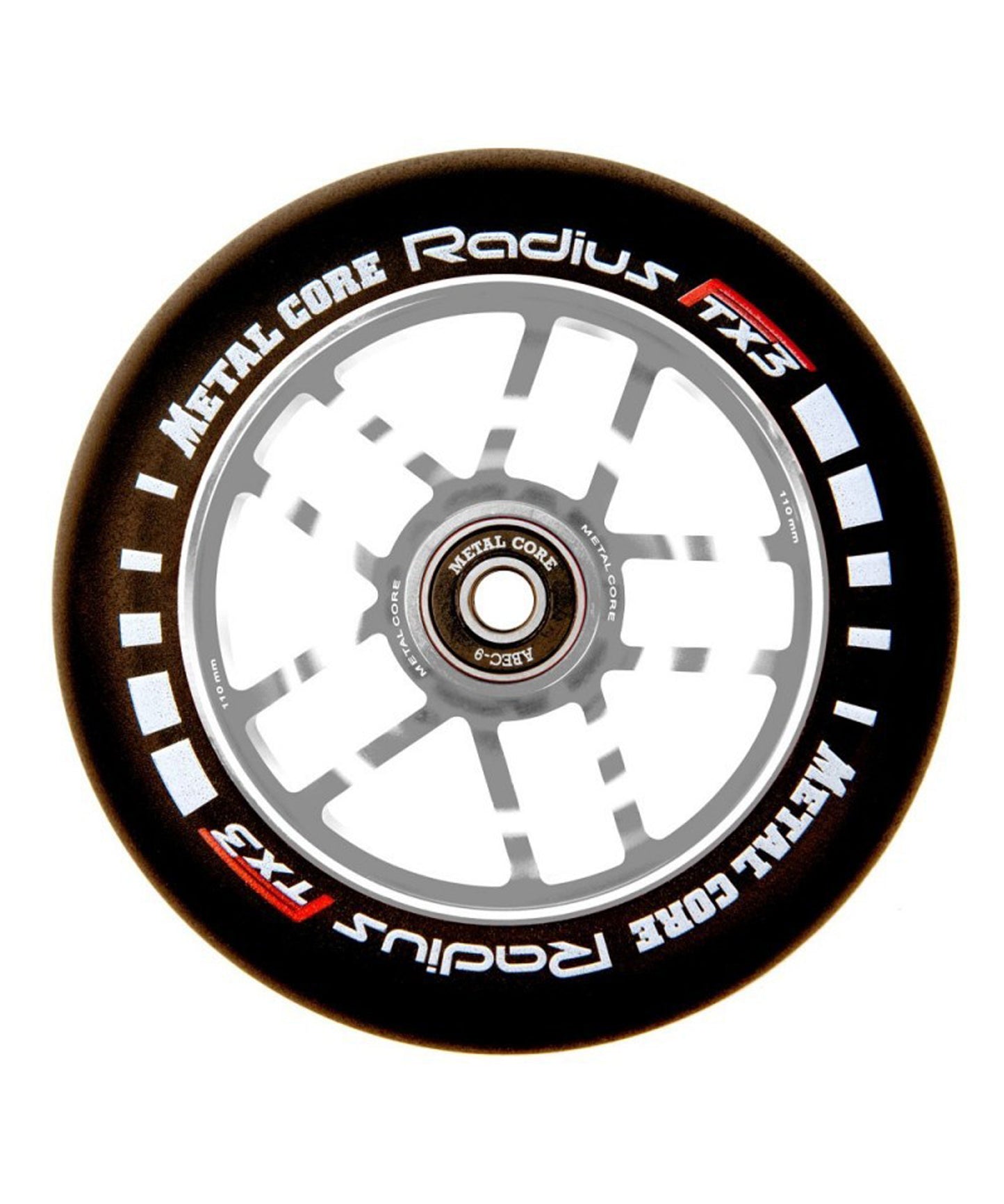 ruedas-scooter-metal-core-radius-goma-negra-nucleo-color-plateado-núcleo metálico- radial-para street-o-park-elegantes-y-resistentes