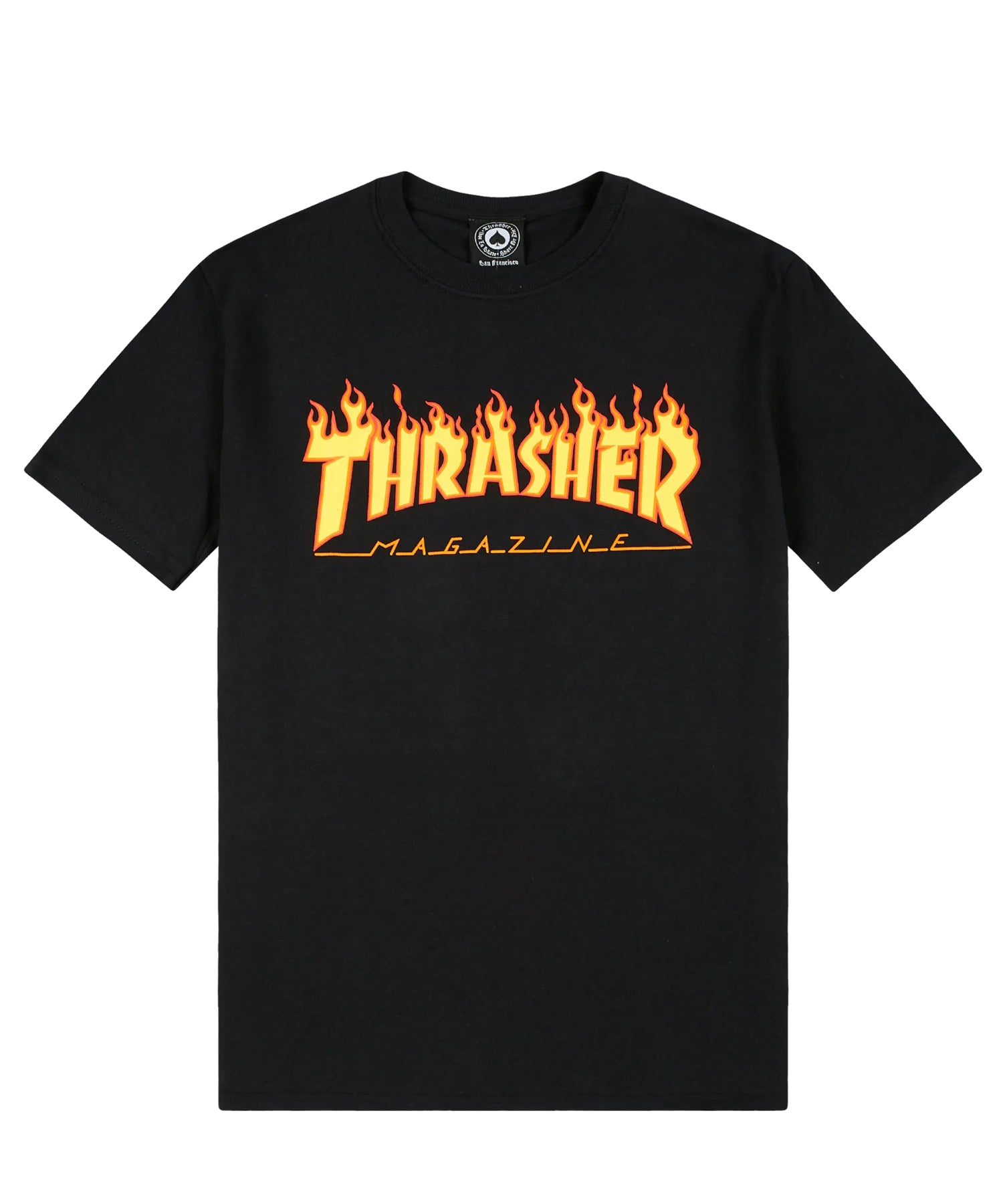 thrasher-camiseta-flame logo-black-la icónica-camiseta de thrasher-algodón 100%-color negro.