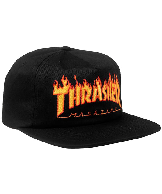 thrasher-flame-logo-gorra-snapback-ajustable liviana y 100% poliéster-logotipo de llama de Thrasher impreso.